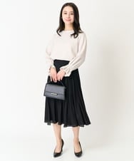F1BFA24130 MK MICHEL KLEIN(小さいサイズ)(メゾン ドゥ サンク) 【小さいサイズ】タックフリルデザインスリーブブラウス/撥水加工/洗える/セットアップ対応 ネイビー
