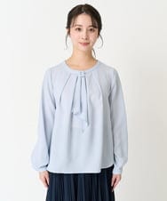 F1BFA66130 MK MICHEL KLEIN(小さいサイズ)(メゾン ドゥ サンク) 【小さいサイズ】マルチwayボウタイブラウス/洗える ライトブルー