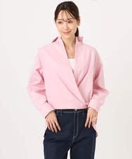 F1BGD27140 MK MICHEL KLEIN(小さいサイズ)(メゾン ドゥ サンク) 【小さいサイズ】コットン混ベーシックシャツ（無地）/接触冷感/防シワ/洗濯機で洗える ピンク