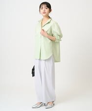 F1BGD27140 MK MICHEL KLEIN(小さいサイズ)(メゾン ドゥ サンク) 【小さいサイズ】コットン混ベーシックシャツ（無地）/接触冷感/防シワ/洗濯機で洗える ピンク