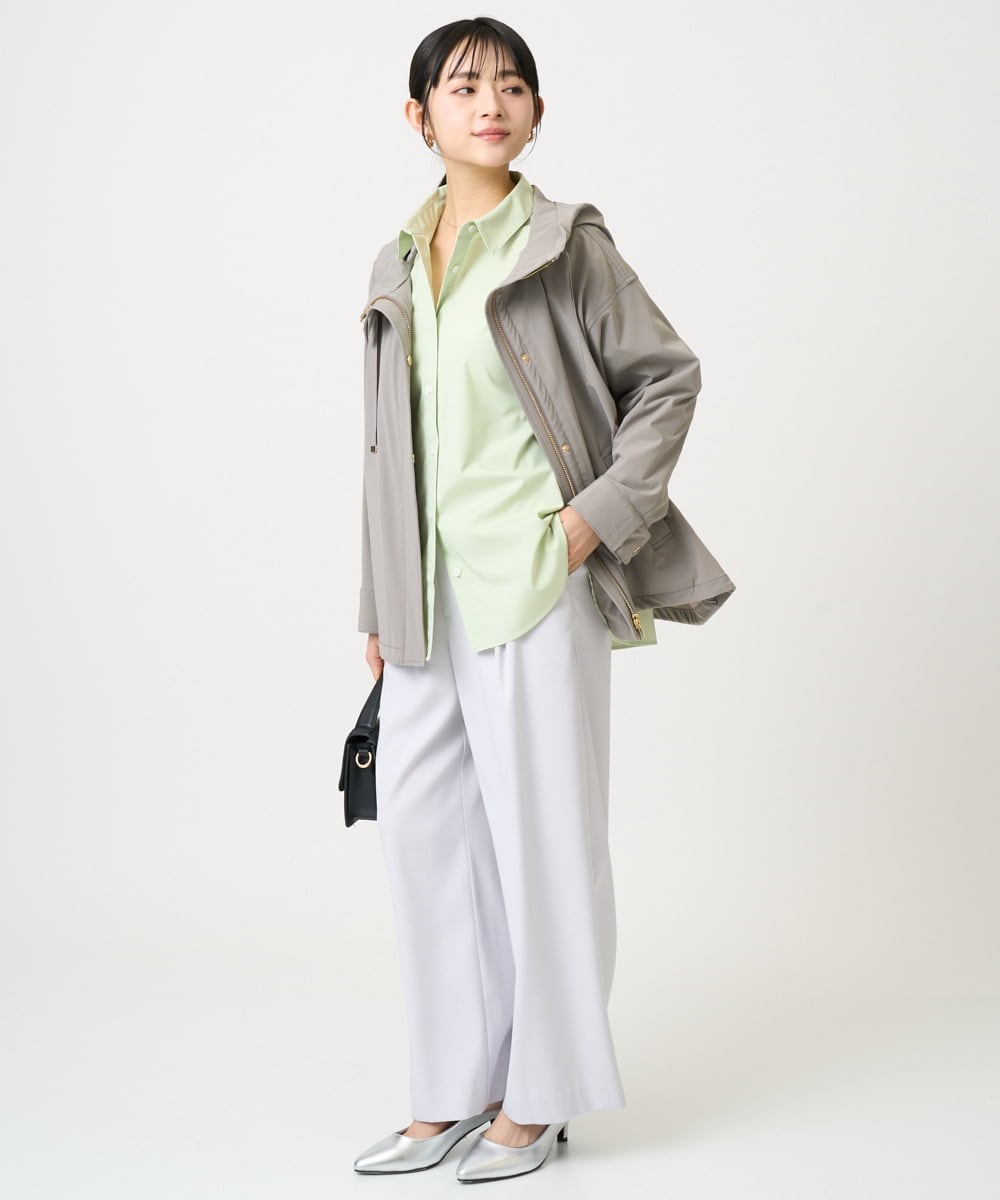 F1BGD27140 MK MICHEL KLEIN(小さいサイズ)(メゾン ドゥ サンク) 【小さいサイズ】コットン混ベーシックシャツ（無地）/接触冷感/防シワ/洗濯機で洗える ピンク