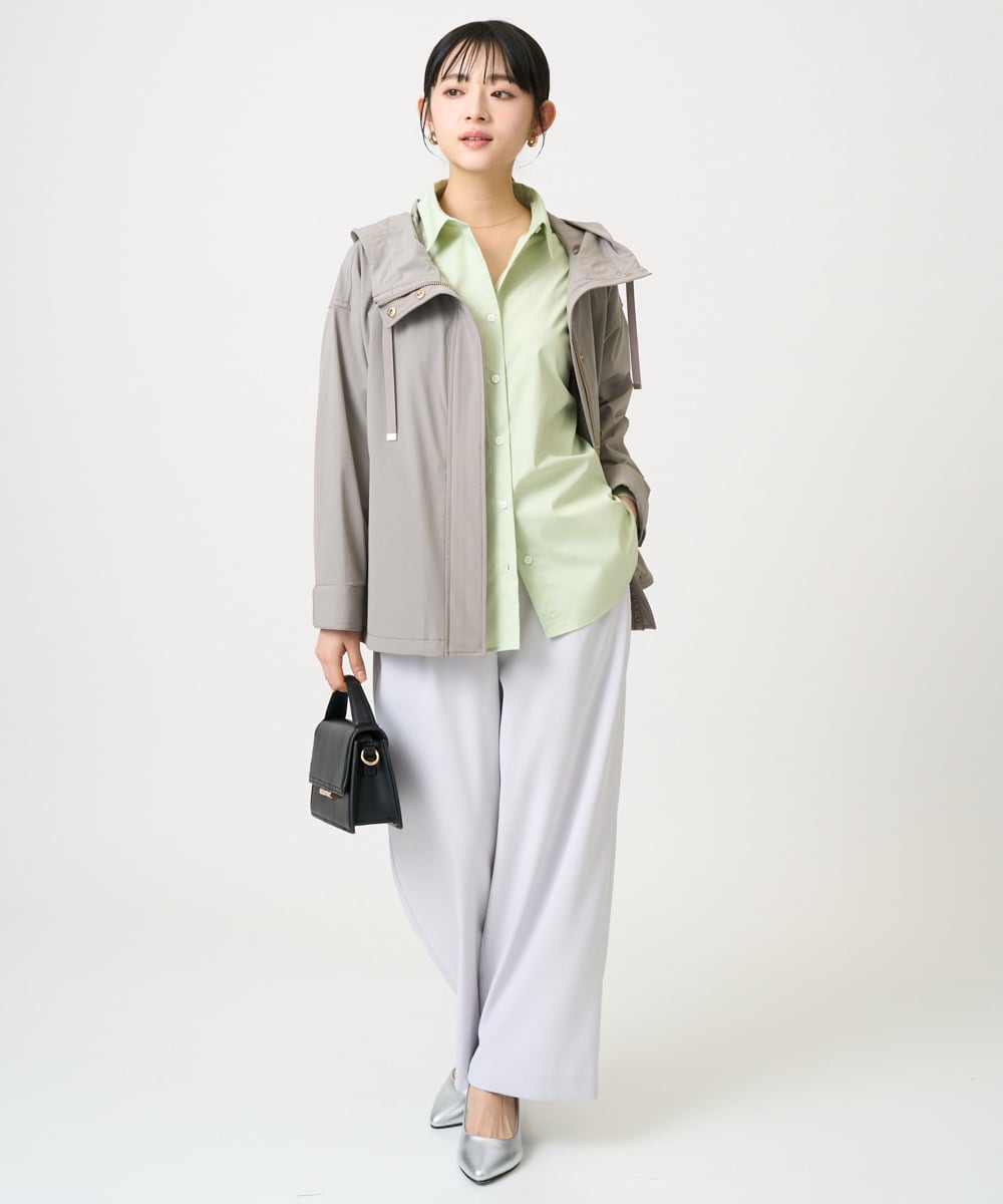 F1BGD27140 MK MICHEL KLEIN(小さいサイズ)(メゾン ドゥ サンク) 【小さいサイズ】コットン混ベーシックシャツ（無地）/接触冷感/防シワ/洗濯機で洗える ピンク