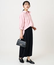 F1BGD27140 MK MICHEL KLEIN(小さいサイズ)(メゾン ドゥ サンク) 【小さいサイズ】コットン混ベーシックシャツ（無地）/接触冷感/防シワ/洗濯機で洗える ピンク