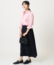 F1BGD27140 MK MICHEL KLEIN(小さいサイズ)(メゾン ドゥ サンク) 【小さいサイズ】コットン混ベーシックシャツ（無地）/接触冷感/防シワ/洗濯機で洗える ピンク