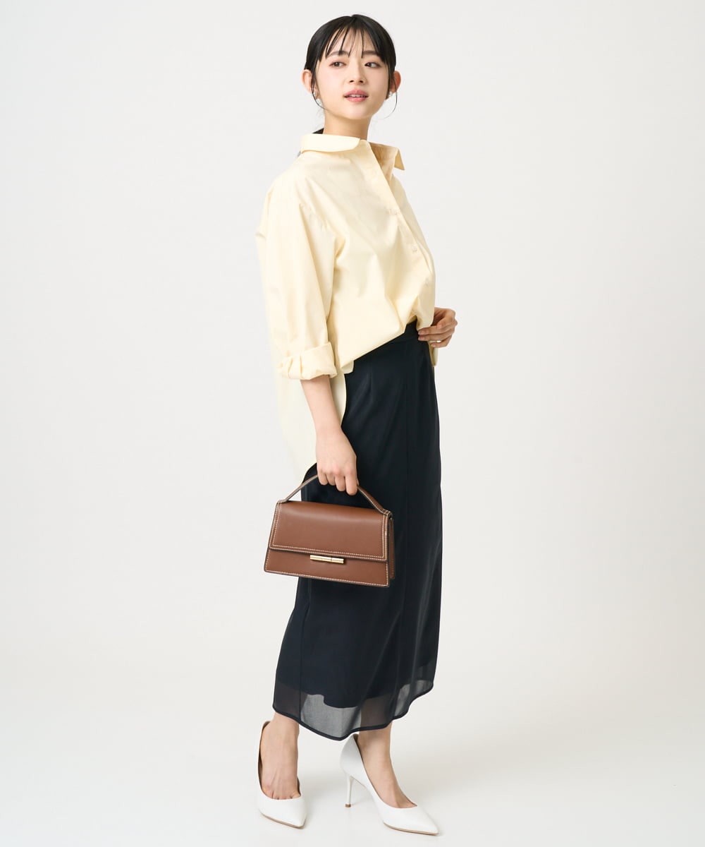 F1BGD27140 MK MICHEL KLEIN(小さいサイズ)(メゾン ドゥ サンク) 【小さいサイズ】コットン混ベーシックシャツ（無地）/接触冷感/防シワ/洗濯機で洗える ピンク