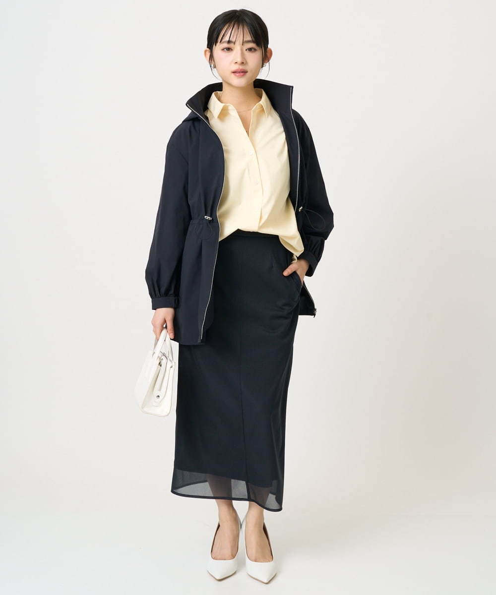 F1BGD27140 MK MICHEL KLEIN(小さいサイズ)(メゾン ドゥ サンク) 【小さいサイズ】コットン混ベーシックシャツ（無地）/接触冷感/防シワ/洗濯機で洗える ピンク