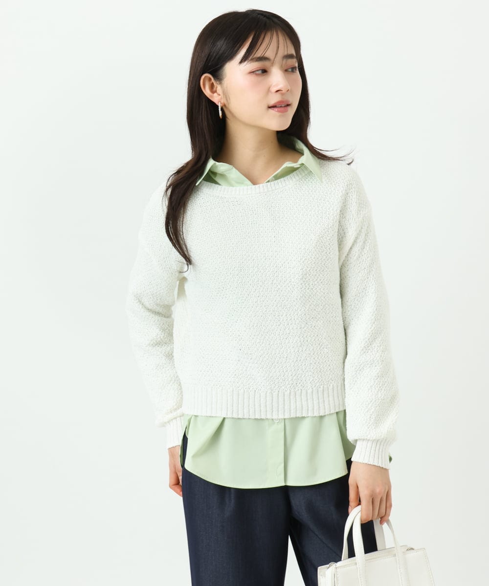 F1BGD27140 MK MICHEL KLEIN(小さいサイズ)(メゾン ドゥ サンク) 【小さいサイズ】コットン混ベーシックシャツ（無地）/接触冷感/防シワ/洗濯機で洗える ピンク
