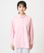 F1BGD27140 MK MICHEL KLEIN(小さいサイズ)(メゾン ドゥ サンク) 【小さいサイズ】コットン混ベーシックシャツ（無地）/接触冷感/防シワ/洗濯機で洗える ピンク