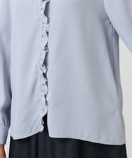 F1BGD32150 MK MICHEL KLEIN(小さいサイズ)(メゾン ドゥ サンク) 【小さいサイズ】Vネックミニフリルブラウス/洗濯機で洗える ライトブルー