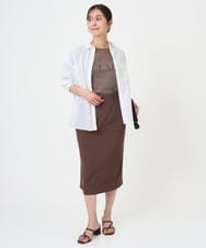 F1BGD47150 MK MICHEL KLEIN(小さいサイズ)(メゾン ドゥ サンク) 【小さいサイズ】リネン混カラーシャツブラウス/接触冷感/洗える ブラウン