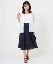 F1BGD47150 MK MICHEL KLEIN(小さいサイズ)(メゾン ドゥ サンク) 【小さいサイズ】リネン混カラーシャツブラウス/接触冷感/洗える ブラウン