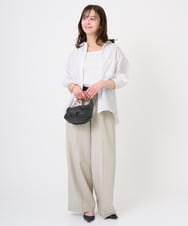 F1BGD47150 MK MICHEL KLEIN(小さいサイズ)(メゾン ドゥ サンク) 【小さいサイズ】リネン混カラーシャツブラウス/接触冷感/洗える ブラウン