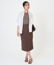 F1BGD47150 MK MICHEL KLEIN(小さいサイズ)(メゾン ドゥ サンク) 【小さいサイズ】リネン混カラーシャツブラウス/接触冷感/洗える ブラウン