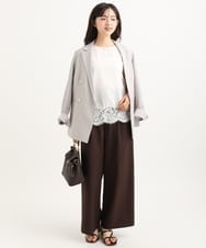 F1BGD59150 MK MICHEL KLEIN(小さいサイズ)(メゾン ドゥ サンク) 【小さいサイズ】[UVカット/接触冷感/洗える]ストレッチ 裾レース半袖ブラウス ブラック