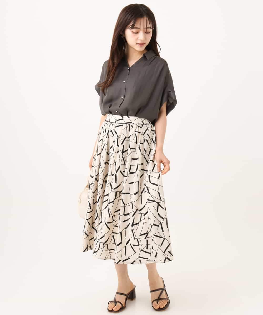 F1BGD68140 MK MICHEL KLEIN(小さいサイズ)(メゾン ドゥ サンク) 【小さいサイズ】[瞬美シリーズ/UVカット/接触冷感/洗える]メタル釦デザイン サテン地ブラウス ラベンダー