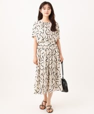 F1BHD68140 MK MICHEL KLEIN(小さいサイズ)(メゾン ドゥ サンク) 【小さいサイズ】[接触冷感/洗える]アートプリントブラウス ブラウン