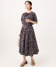 F1BHD68140 MK MICHEL KLEIN(小さいサイズ)(メゾン ドゥ サンク) 【小さいサイズ】[接触冷感/洗える]アートプリントブラウス ブラウン