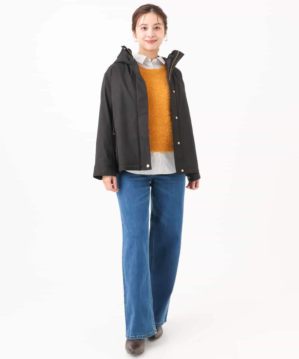 F1BJE27140 MK MICHEL KLEIN(小さいサイズ)(メゾン ドゥ サンク) 【小さいサイズ】[防シワ/洗える]コットン混ベーシックシャツ（ストライプ） ライトグレー