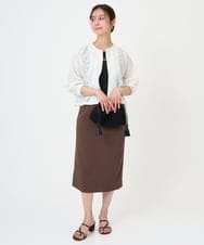 F1CGD40180 MK MICHEL KLEIN(小さいサイズ)(メゾン ドゥ サンク) 【小さいサイズ】花柄ラッセルレースジップアップブルゾン/洗える ネイビー