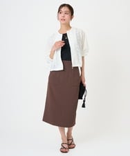 F1CGD40180 MK MICHEL KLEIN(小さいサイズ)(メゾン ドゥ サンク) 【小さいサイズ】花柄ラッセルレースジップアップブルゾン/洗える ネイビー