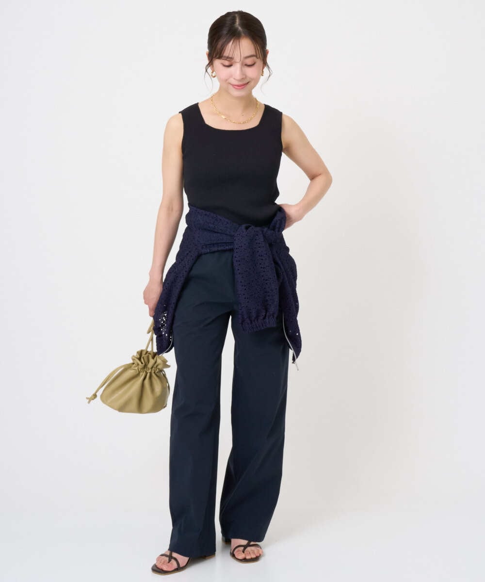 F1CGD40180 MK MICHEL KLEIN(小さいサイズ)(メゾン ドゥ サンク) 【小さいサイズ】花柄ラッセルレースジップアップブルゾン/洗える ネイビー