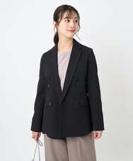 F1DAE45230 MK MICHEL KLEIN(小さいサイズ)(メゾン ドゥ サンク) 【小さいサイズ】ダブルブレストジャケット/洗える ブラック