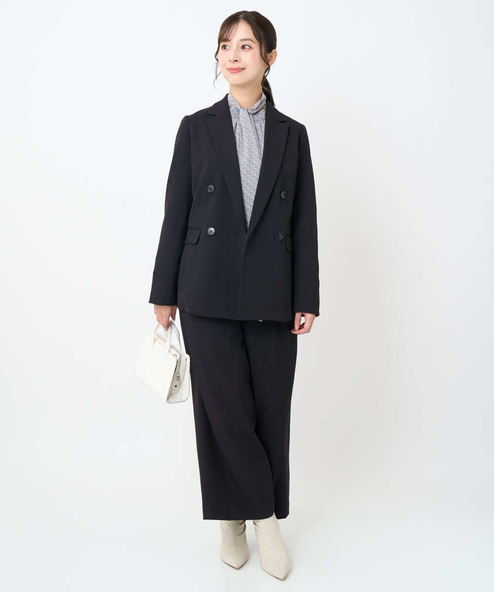 F1DAE45230 MK MICHEL KLEIN(小さいサイズ)(メゾン ドゥ サンク) 【小さいサイズ】ダブルブレストジャケット/洗える ブラック
