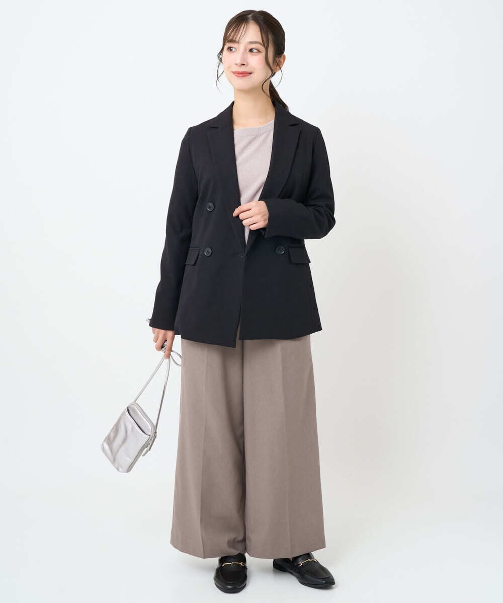 F1DAE45230 MK MICHEL KLEIN(小さいサイズ)(メゾン ドゥ サンク) 【小さいサイズ】ダブルブレストジャケット/洗える ブラック
