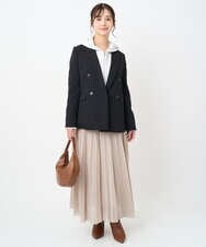 F1DAE45230 MK MICHEL KLEIN(小さいサイズ)(メゾン ドゥ サンク) 【小さいサイズ】ダブルブレストジャケット/洗える ブラック