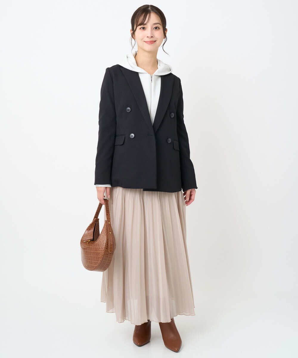 F1DAE45230 MK MICHEL KLEIN(小さいサイズ)(メゾン ドゥ サンク) 【小さいサイズ】ダブルブレストジャケット/洗える ブラック