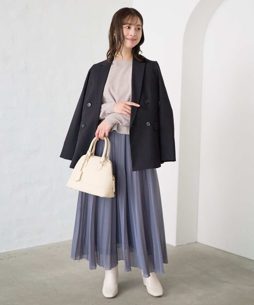 F1DAE45230 MK MICHEL KLEIN(小さいサイズ)(メゾン ドゥ サンク) 【小さいサイズ】ダブルブレストジャケット/洗える ブラック