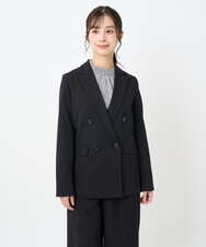 F1DAE45230 MK MICHEL KLEIN(小さいサイズ)(メゾン ドゥ サンク) 【小さいサイズ】ダブルブレストジャケット/洗える ブラック