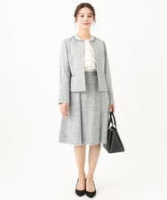 F1DDV91230 MK MICHEL KLEIN(小さいサイズ)(メゾン ドゥ サンク) 【小さいサイズ】ノーカラーラメツイードジャケット/洗える ネイビー