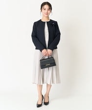F1DDV91230 MK MICHEL KLEIN(小さいサイズ)(メゾン ドゥ サンク) 【小さいサイズ】ノーカラーラメツイードジャケット/洗える ネイビー