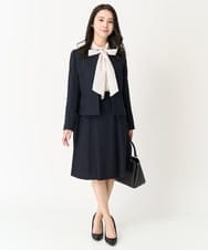 F1DDV91230 MK MICHEL KLEIN(小さいサイズ)(メゾン ドゥ サンク) 【小さいサイズ】ノーカラーラメツイードジャケット/洗える ネイビー