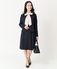 F1DDV91230 MK MICHEL KLEIN(小さいサイズ)(メゾン ドゥ サンク) 【小さいサイズ】ノーカラーラメツイードジャケット/洗える ネイビー