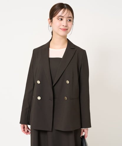 F1DFA30230 MK MICHEL KLEIN(小さいサイズ) 【小さいサイズ】リネンライク ダブルブレストジャケット/洗える/セットアップ対応