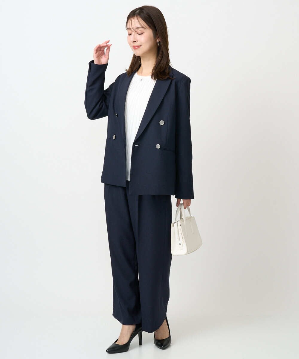 F1DFD15230 MK MICHEL KLEIN(小さいサイズ)(メゾン ドゥ サンク) 【小さいサイズ】ダブルブレストジャケット/洗える ベージュ