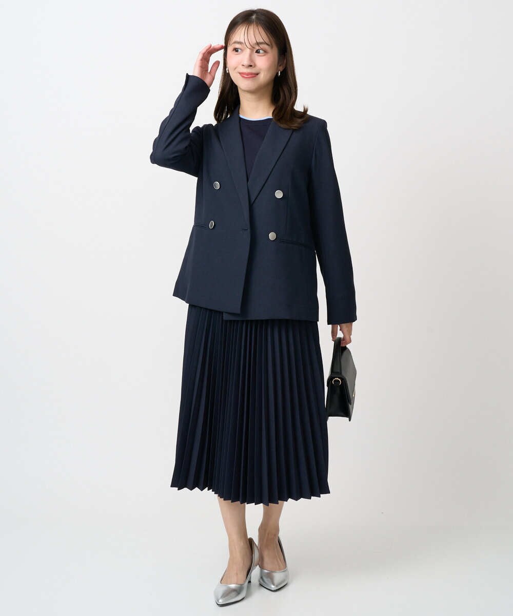 F1DFD15230 MK MICHEL KLEIN(小さいサイズ)(メゾン ドゥ サンク) 【小さいサイズ】ダブルブレストジャケット/洗える ベージュ