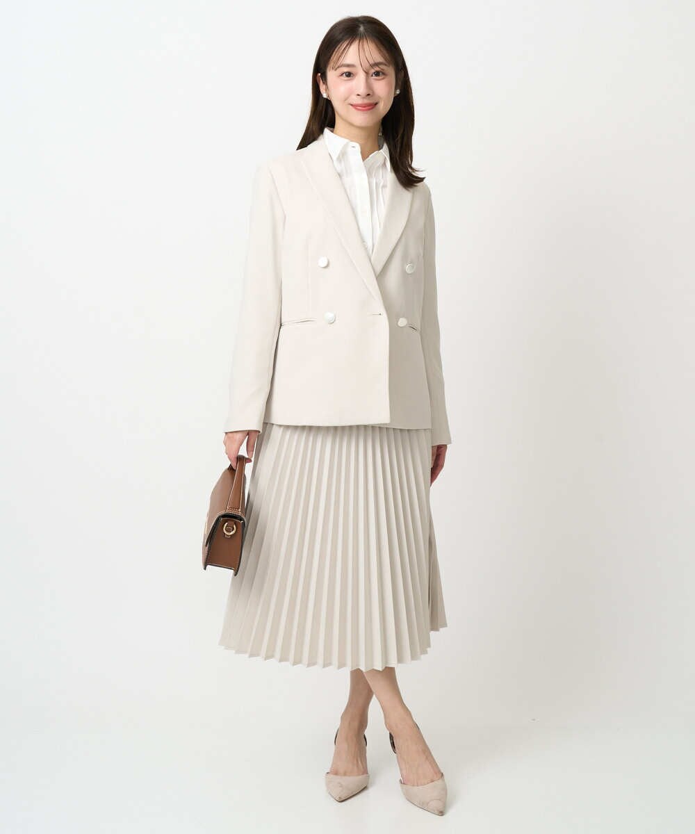 F1DFD15230 MK MICHEL KLEIN(小さいサイズ)(メゾン ドゥ サンク) 【小さいサイズ】ダブルブレストジャケット/洗える ベージュ