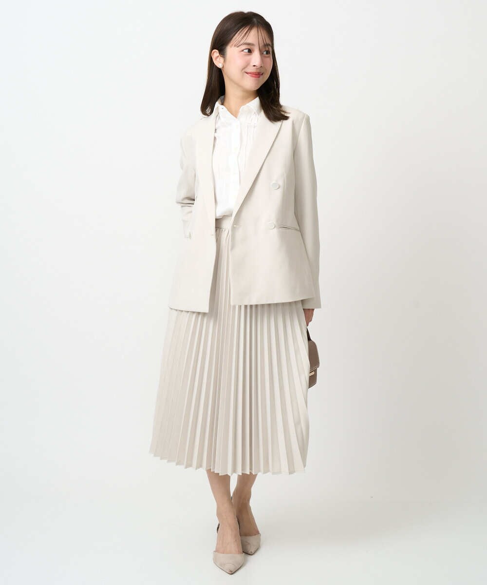 F1DFD15230 MK MICHEL KLEIN(小さいサイズ)(メゾン ドゥ サンク) 【小さいサイズ】ダブルブレストジャケット/洗える ベージュ