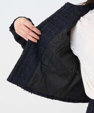 F1DFD65330 MK MICHEL KLEIN(小さいサイズ)(メゾン ドゥ サンク) 【小さいサイズ】ノーカラーファンシーツイードジャケット/セットアップ対応/洗える アイボリー