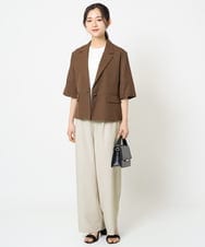 F1DGA50210 MK MICHEL KLEIN(小さいサイズ)(メゾン ドゥ サンク) 【小さいサイズ】ドライタッチハーフスリーブジャケット/洗える ブラック