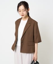 F1DGA50210 MK MICHEL KLEIN(小さいサイズ)(メゾン ドゥ サンク) 【小さいサイズ】ドライタッチハーフスリーブジャケット/洗える ブラック