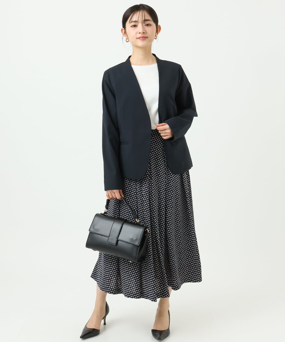 F1DGD33230 MK MICHEL KLEIN(小さいサイズ)(メゾン ドゥ サンク) 【小さいサイズ】ドライタッチストレッチ カラーレスジャケット/イージーケア/洗濯機で洗える グレージュ