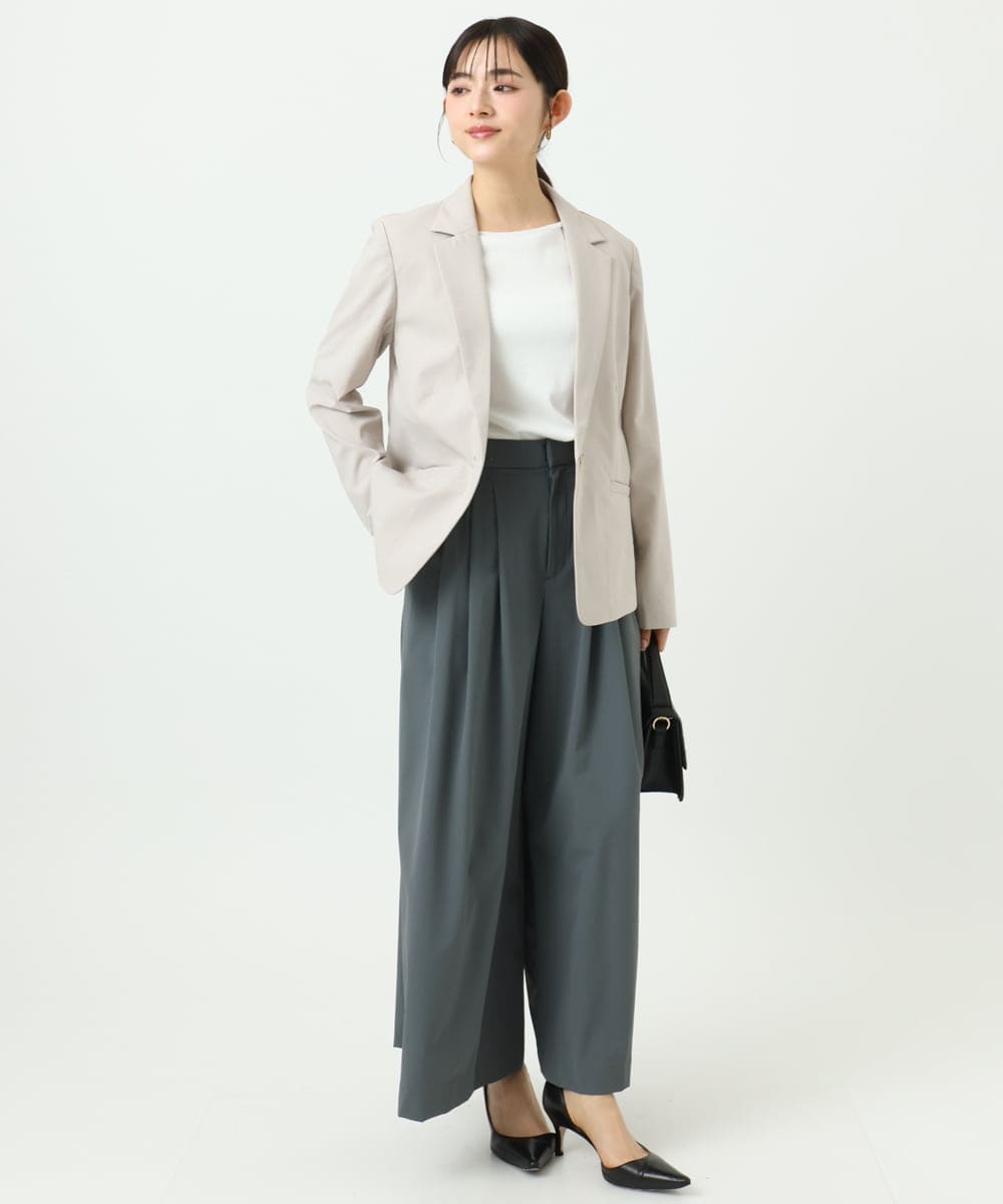 F1DGD34230 MK MICHEL KLEIN(小さいサイズ)(メゾン ドゥ サンク) 【小さいサイズ】ドライタッチストレッチ テーラードジャケット/イージーケア/洗濯機で洗える グレージュ