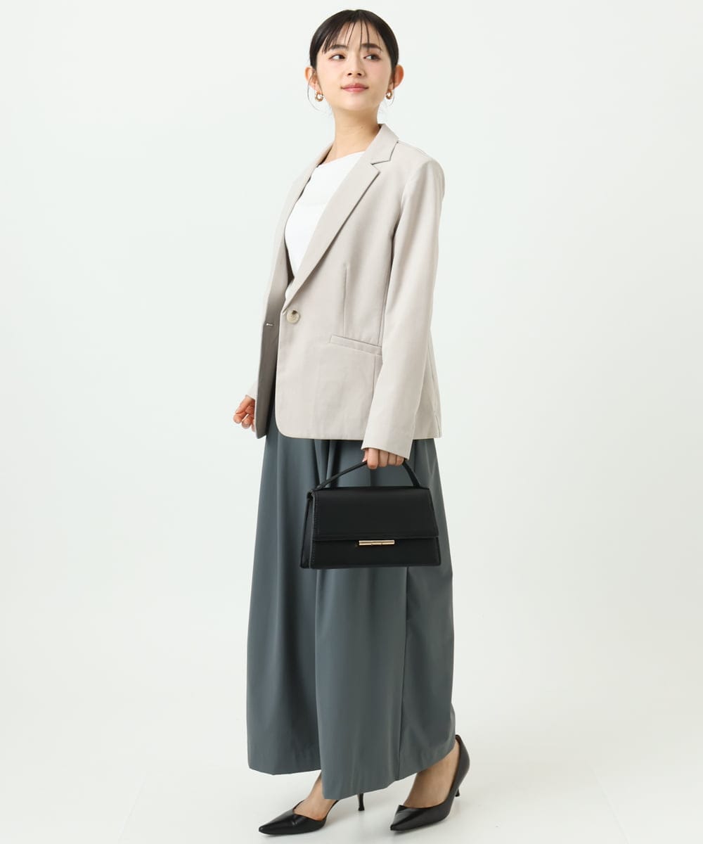 F1DGD34230 MK MICHEL KLEIN(小さいサイズ)(メゾン ドゥ サンク) 【小さいサイズ】ドライタッチストレッチ テーラードジャケット/イージーケア/洗濯機で洗える グレージュ