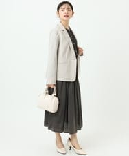 F1DGD34230 MK MICHEL KLEIN(小さいサイズ)(メゾン ドゥ サンク) 【小さいサイズ】ドライタッチストレッチ テーラードジャケット/イージーケア/洗濯機で洗える グレージュ