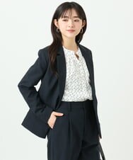 F1DGD34230 MK MICHEL KLEIN(小さいサイズ)(メゾン ドゥ サンク) 【小さいサイズ】ドライタッチストレッチ テーラードジャケット/イージーケア/洗濯機で洗える グレージュ