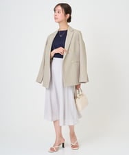 F1DGD46240 MK MICHEL KLEIN(小さいサイズ)(メゾン ドゥ サンク) 【小さいサイズ】バイオヴィンテージツイル ダブルブレストジャケット/接触冷感/UVカット/速乾/洗える グレージュ